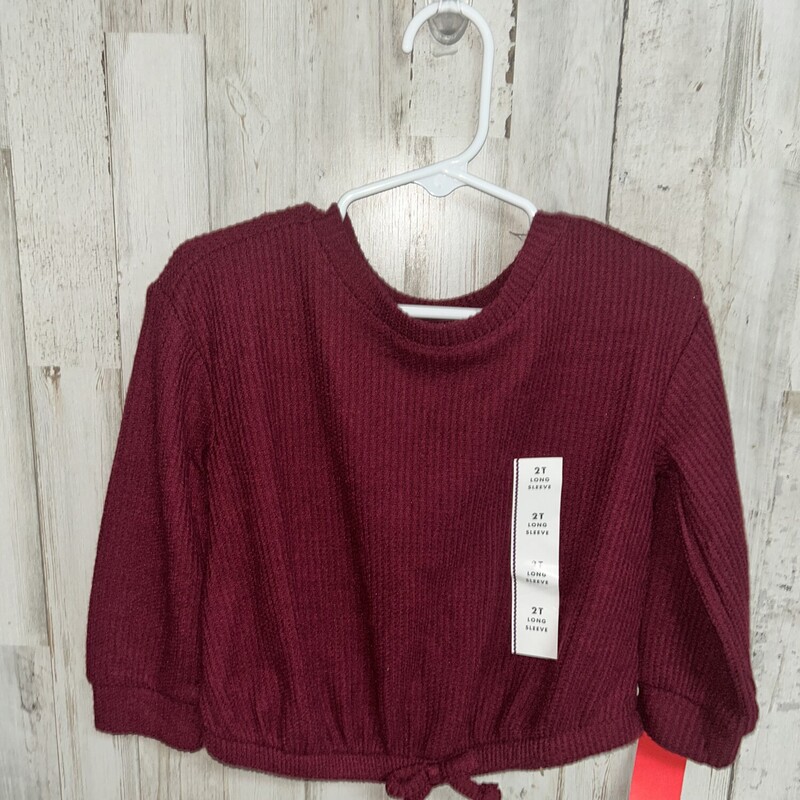 2T Maroon Waffle Top, Maroon, Size: Girl 2T