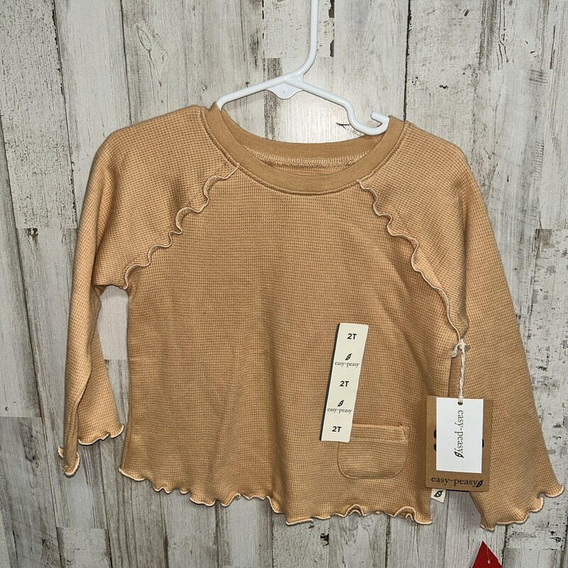 2T Tan Waffle Ruffle Top