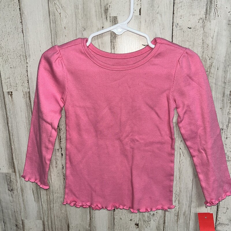 2T Hot Pink Ribbed Tee, Pink, Size: Girl 2T