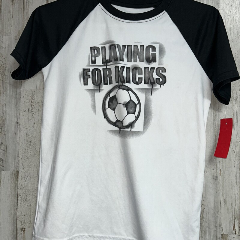 10/12 Playing For Kicks T, White, Size: Boy 10 Up