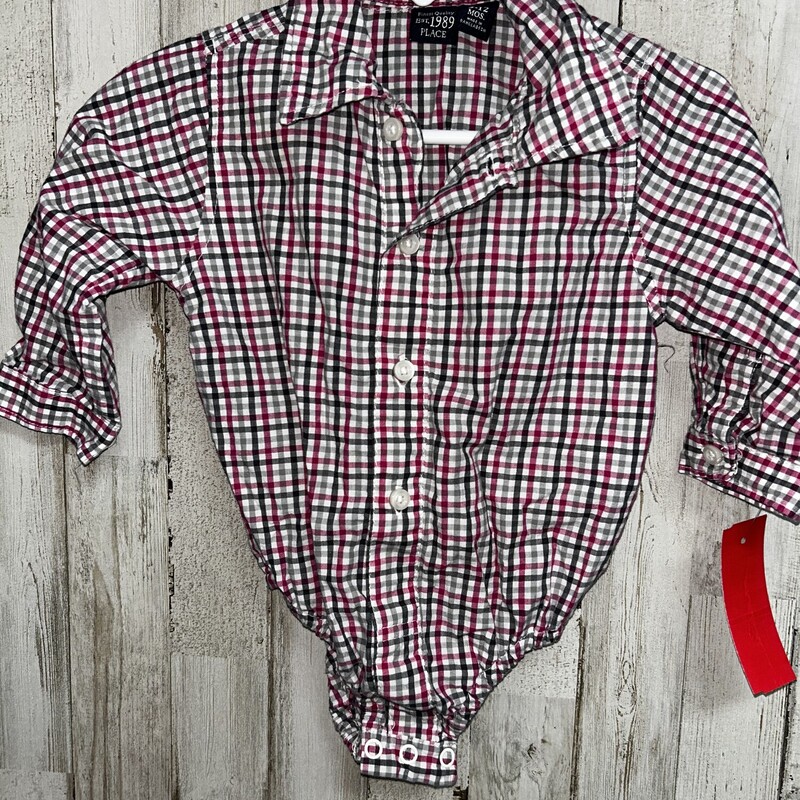 9/12M Pink Plaid Button U, Pink, Size: Boy 0-9m