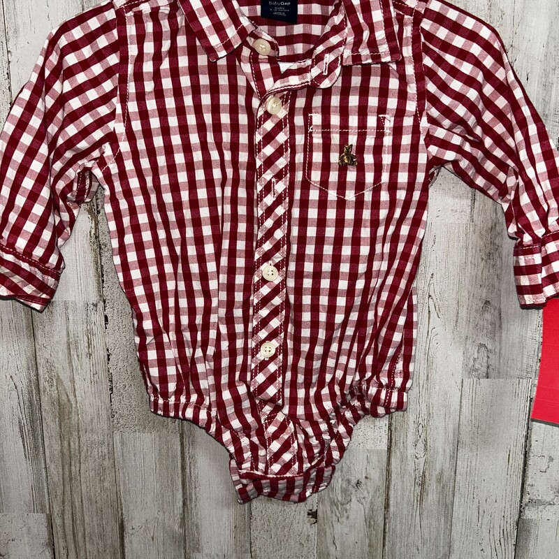 6/12M Red Plaid Button Up, Red, Size: Boy 0-9m