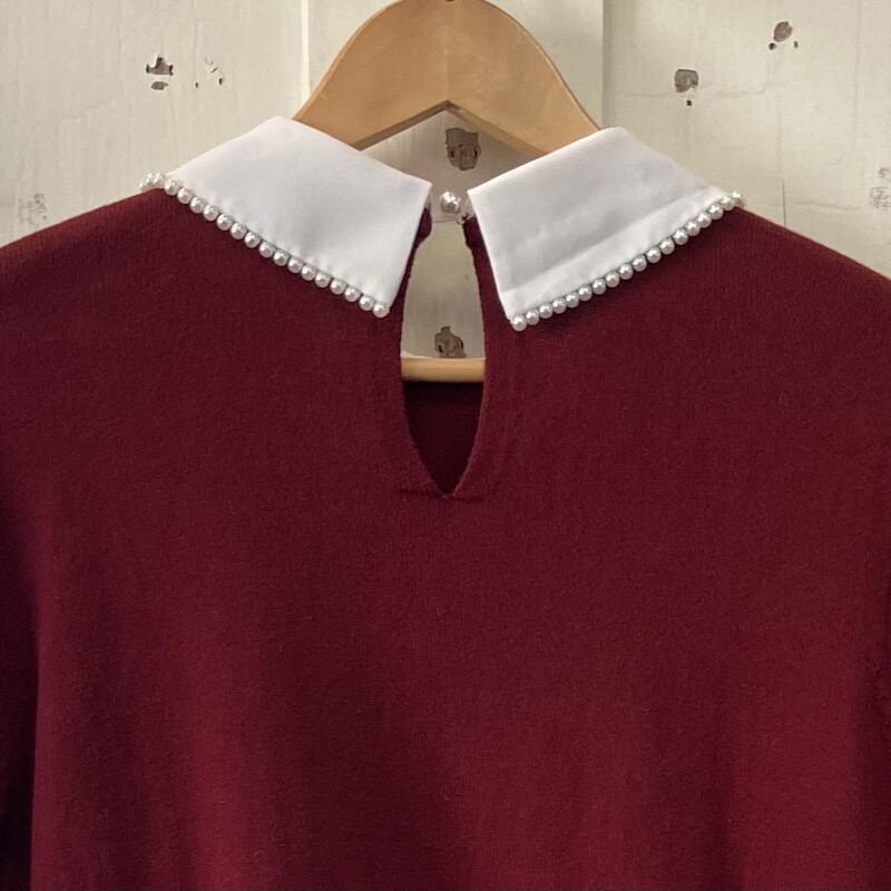 Bur Pearl Collar Sweater<br />
Burgandy<br />
Size: L R $61