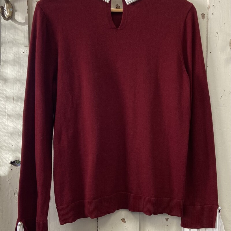 Bur Pearl Collar Sweater<br />
Burgandy<br />
Size: L R $61