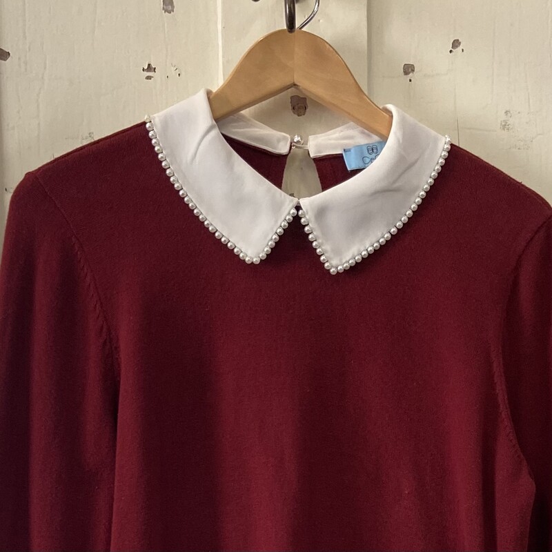 Bur Pearl Collar Sweater<br />
Burgandy<br />
Size: L R $61