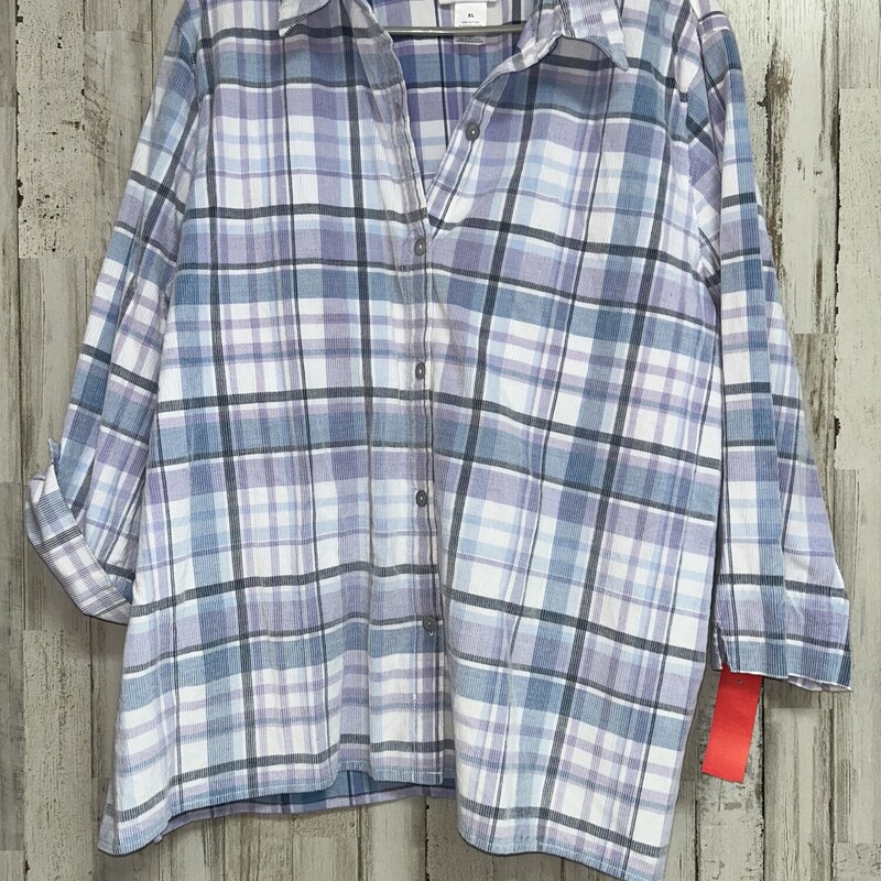 XL Purple Plaid Button Up, Purple, Size: Ladies XL