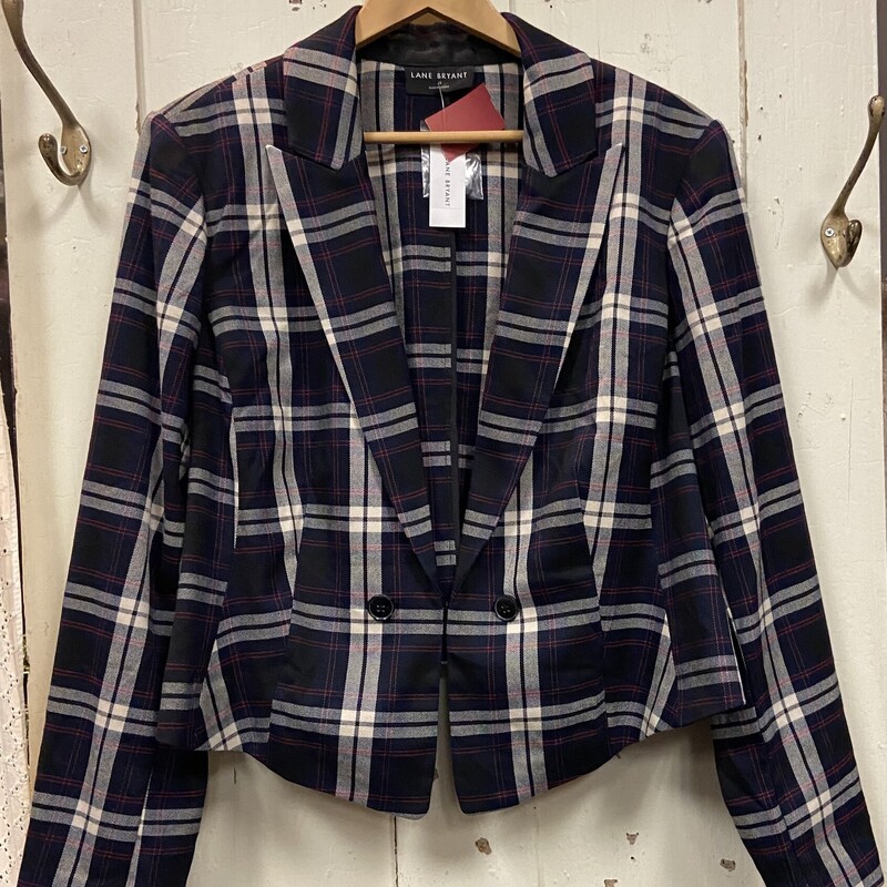 NWT Bk/R/W Plaid Blazer