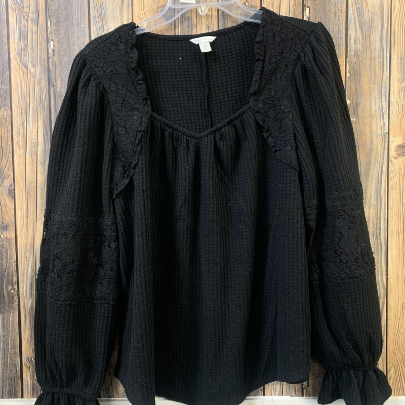 Black Lace Sleeve Shirt, Size: M