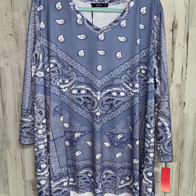 2X Blue Paisley Top