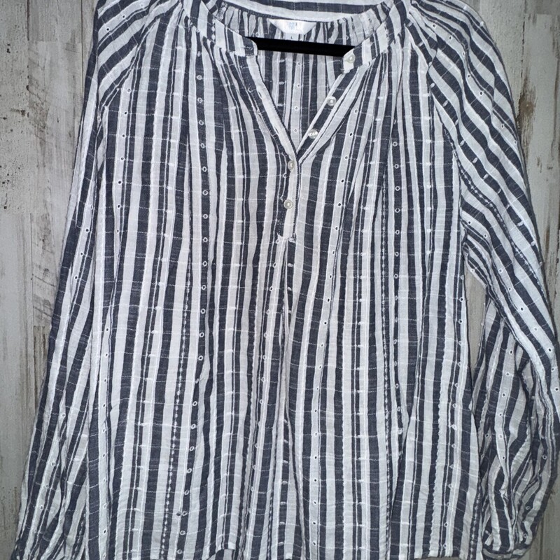 L Blue Stripe Eyelit Top