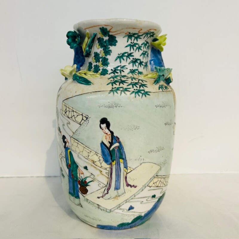 Ceramic Asian Women Motif Vase
White Green Blue Yellow Size: 5 x 8.5H