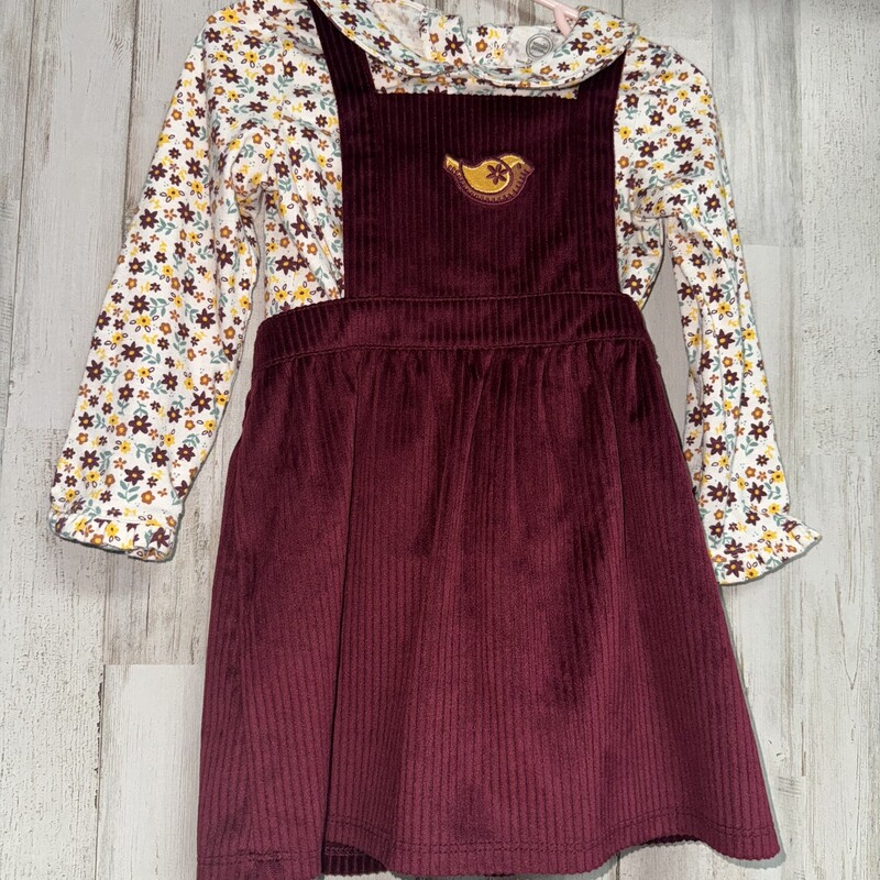 24M 2pc Corduroy Bird Dre, Red, Size: Girl 18-24