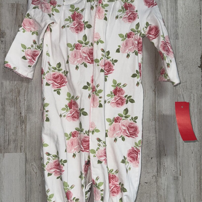 0/3M White Floral Romper, White, Size: Girl NB-3m