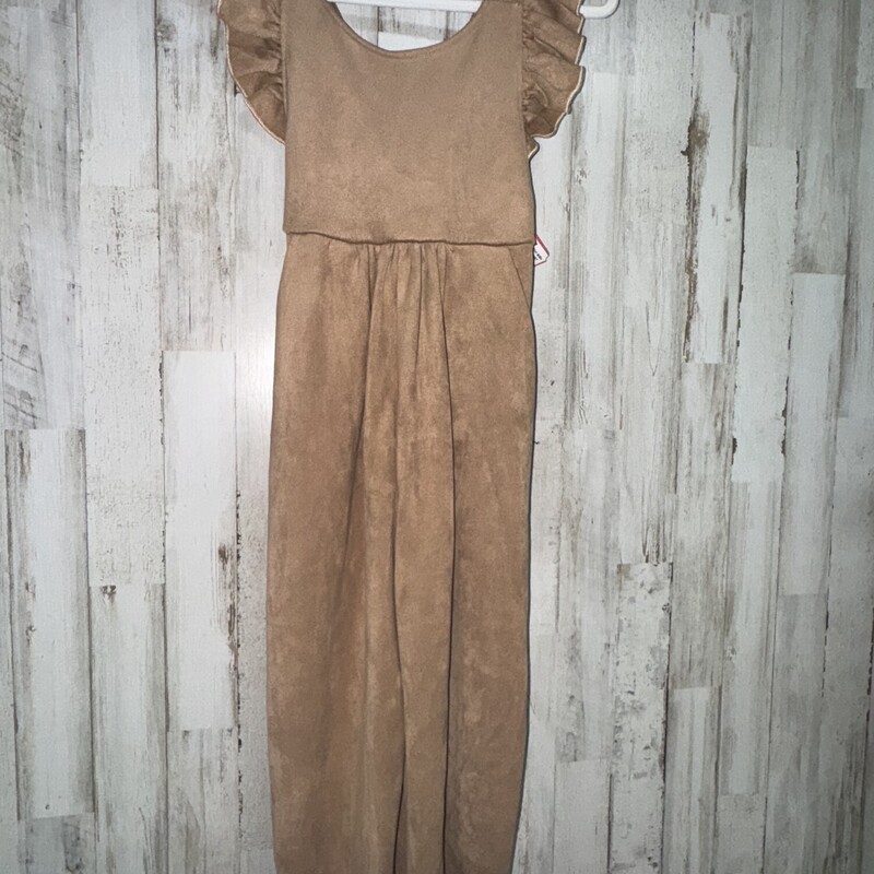 6 Tan Suede Ruffle Romper, Tan, Size: Girl 6/6x