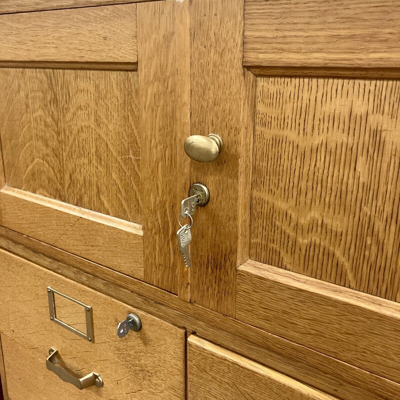 Vintage Oak Filing Cabinet w/ keys