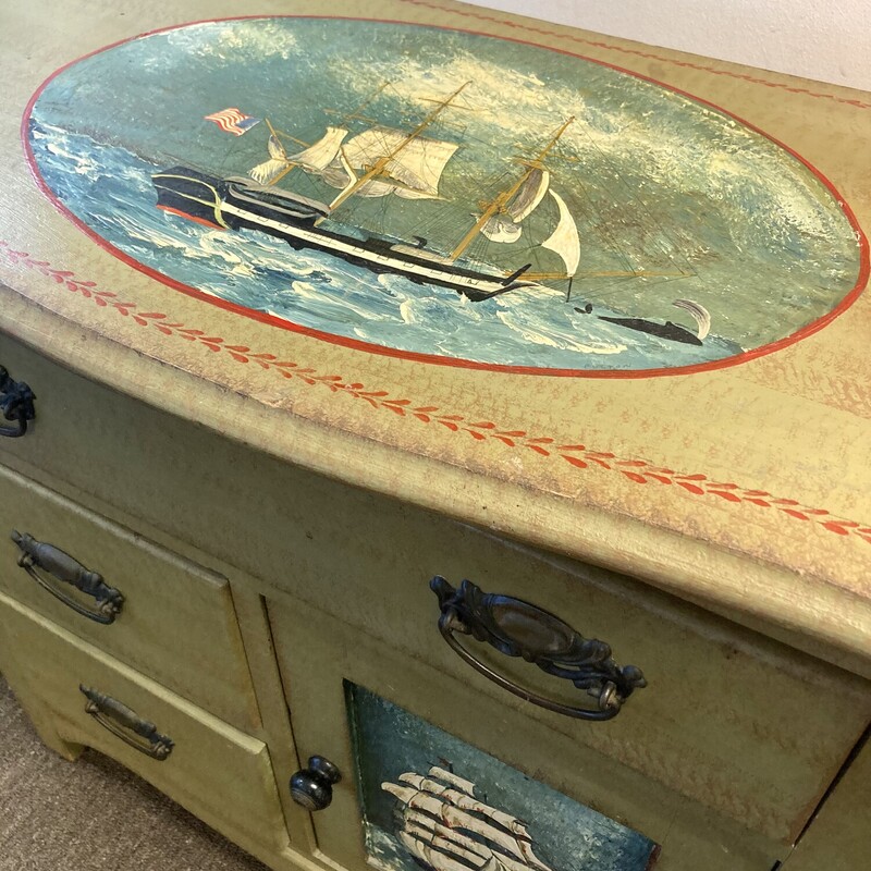 Hand Painted Natuical Commode