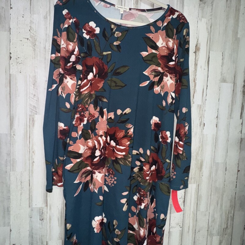 M Teal Floral Dress