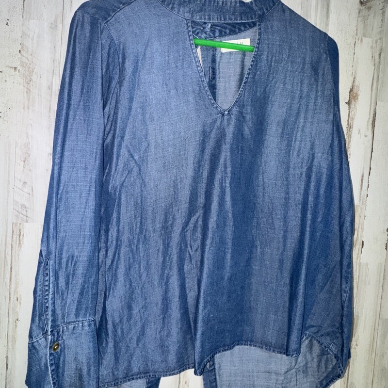 L Denim Keyhole Top