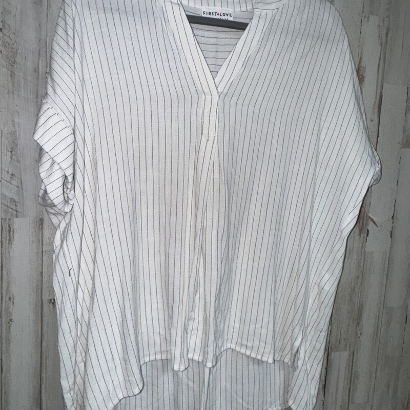 M White Stripe V Neck Top, Whit, Size: Ladies M