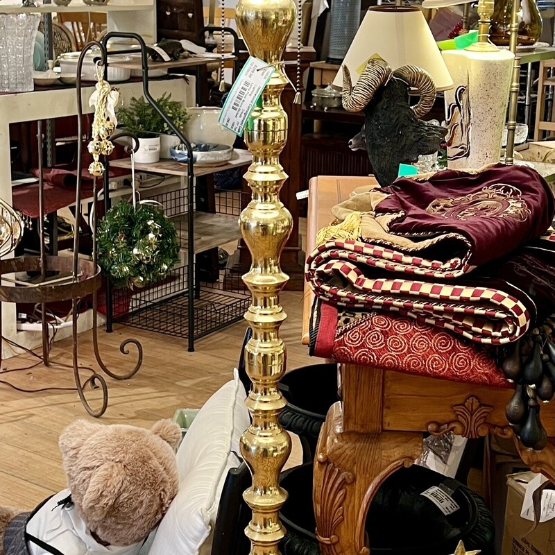 Etched Brass Floor Lamp; 2-bulb,<br />
Size: 71 Tall