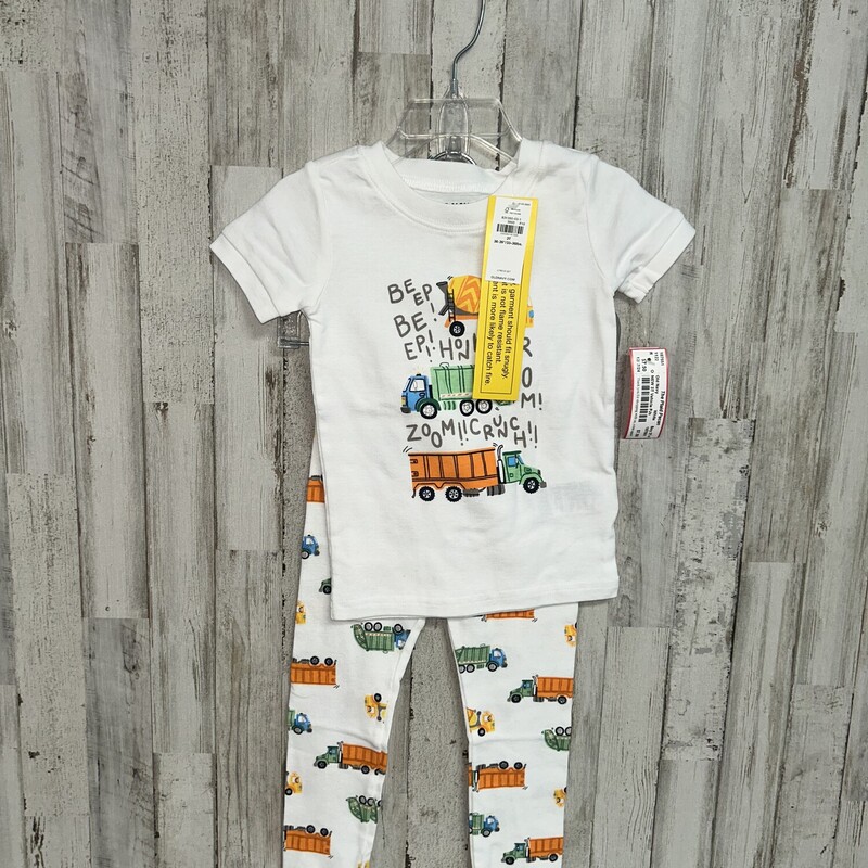 NEW 3T Vehicle PJs, White, Size: Boy 2T-4T