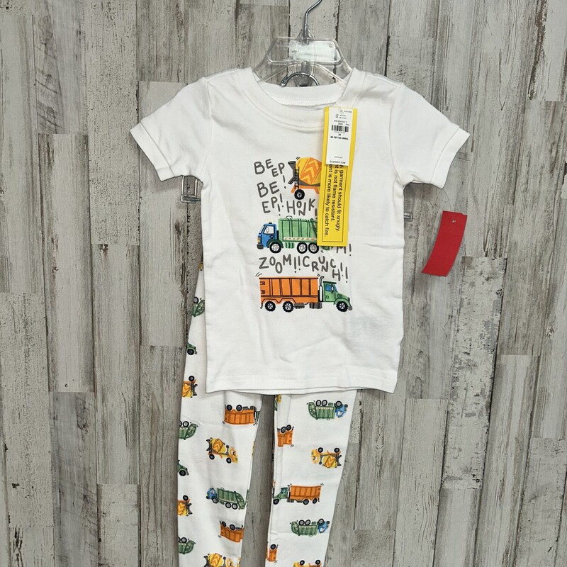 NEW 3T Truck PJ Set, White, Size: Boy 2T-4T