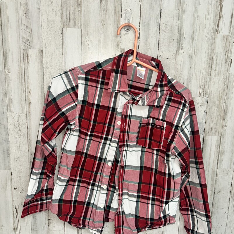 10/12 Red Plaid Button Up, Red, Size: Boy 10 Up