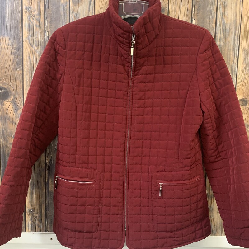 Maroon Quilted Coat, Size: 8-10