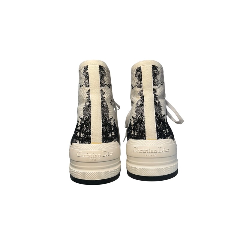 Dior High Top Paris City Sketch<br />
<br />
Size 37<br />
<br />
Style Code: DC 0324<br />
<br />
Very Good condition. Light scuffing to the soles.<br />
<br />
Does not come with the original dust bag or box.