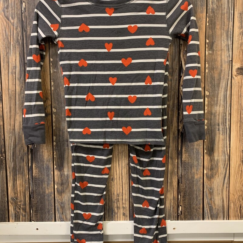 Gray Stripe Heart PJs, Size: 8