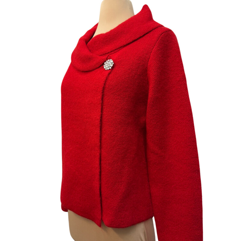 Adrienne Vittadini Cardigan<br />
Bejewled Button Closure<br />
Wool Blend<br />
Color: Red<br />
Size: Large<br />
So Classic!