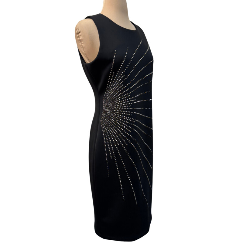 Calvin Klein Dress<br />
Sleeveless<br />
Bejeweled Accent that Makes This Stunning!<br />
Color: Black<br />
Size: 8