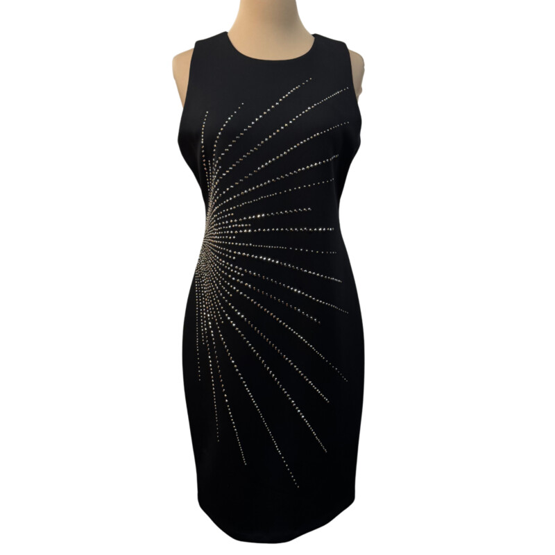 Calvin Klein Dress<br />
Sleeveless<br />
Bejeweled Accent that Makes This Stunning!<br />
Color: Black<br />
Size: 8