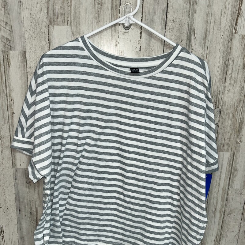 M Grey Striped Tee, Grey, Size: Ladies M