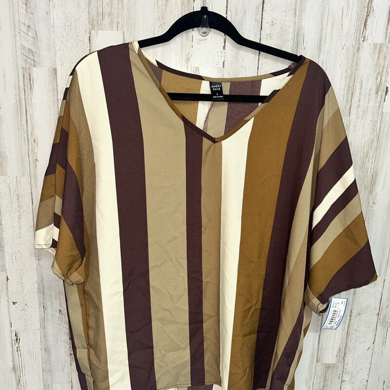 L Brown Striped Top, Brown, Size: Ladies L