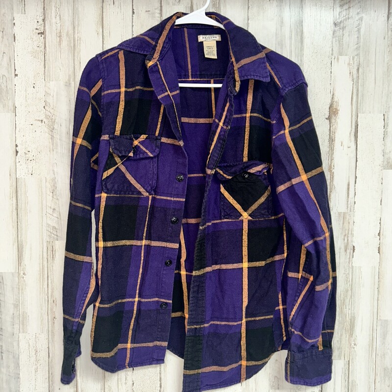 S Purple Plaid Flannel, Purple, Size: Ladies S