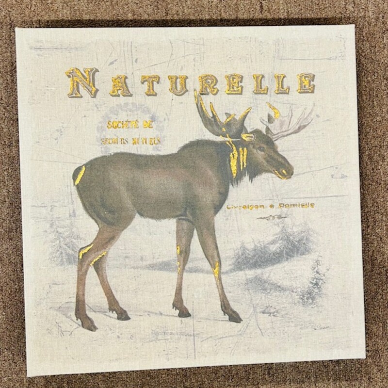 Naturelle Moose Canvas on Linen
Tan Silver Gold Size: 15 x 15H