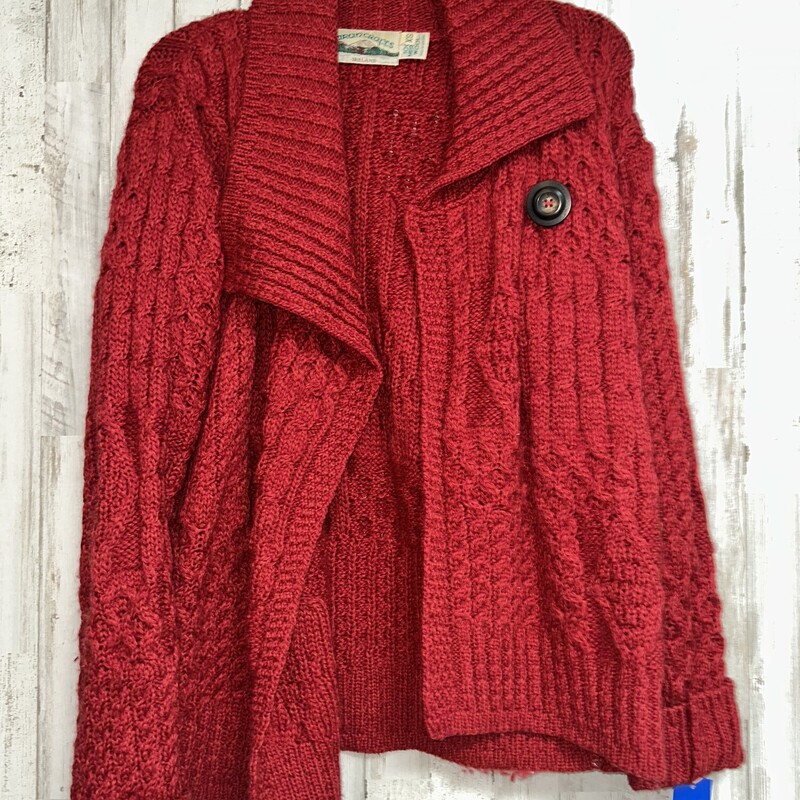 XS Red Knit Button Jacket