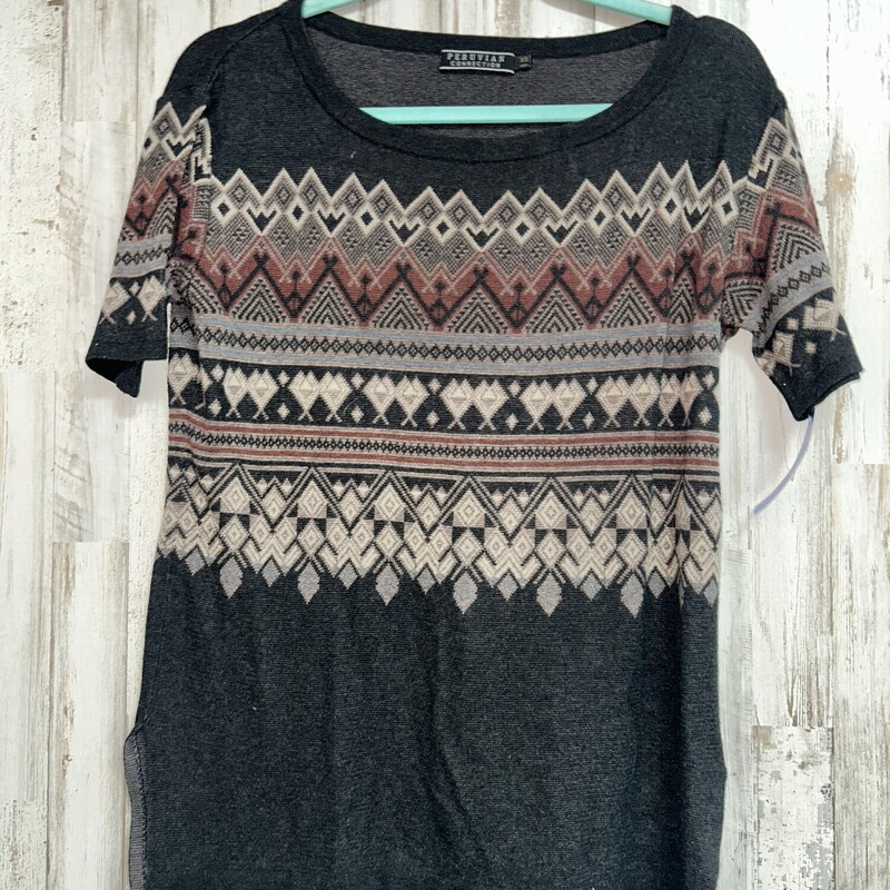 XS Grey Knit Printed Top