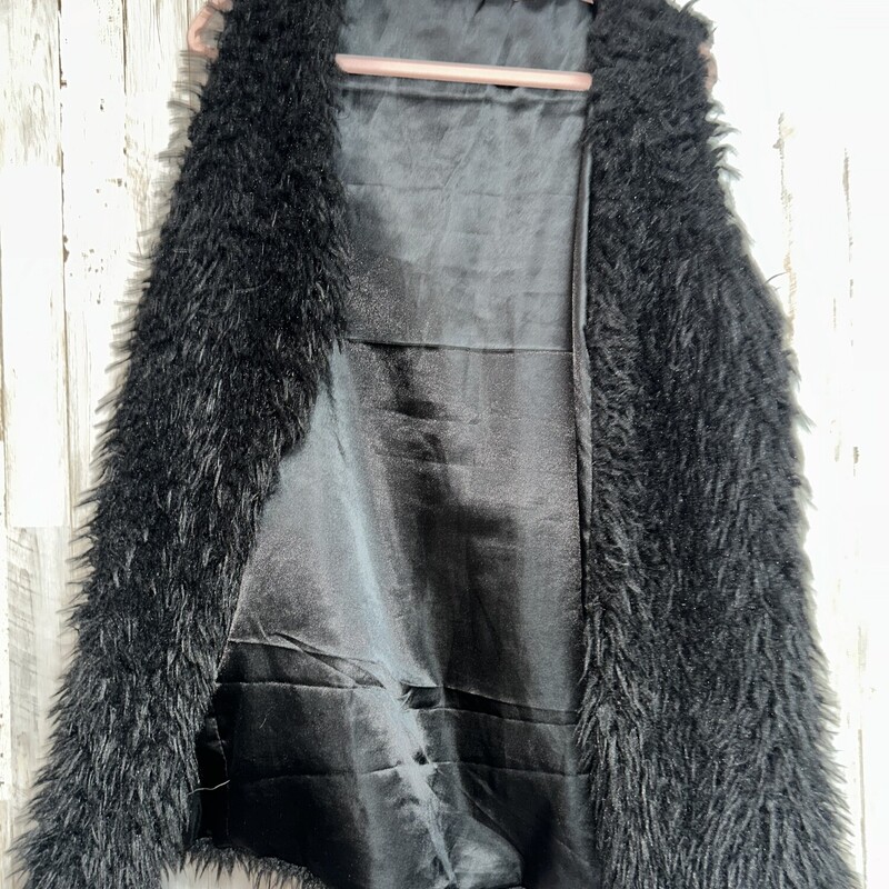 L Black Fuzzy Vest, Black, Size: Ladies L