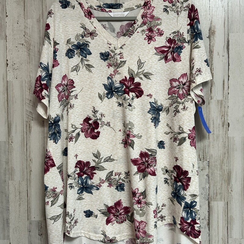 XL Tan Heather Floral Tee