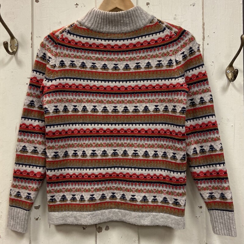 Gy/rd/br/b Wool Sweater<br />
Gry/R/B<br />
Size: XS