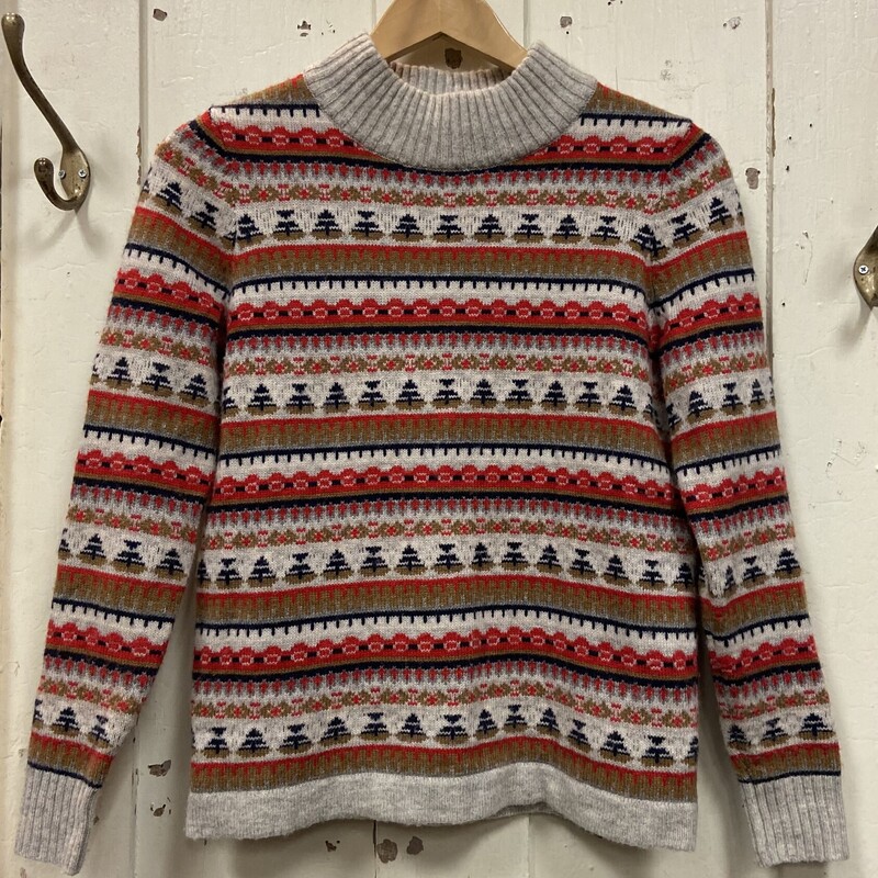 Gy/rd/br/b Wool Sweater<br />
Gry/R/B<br />
Size: XS