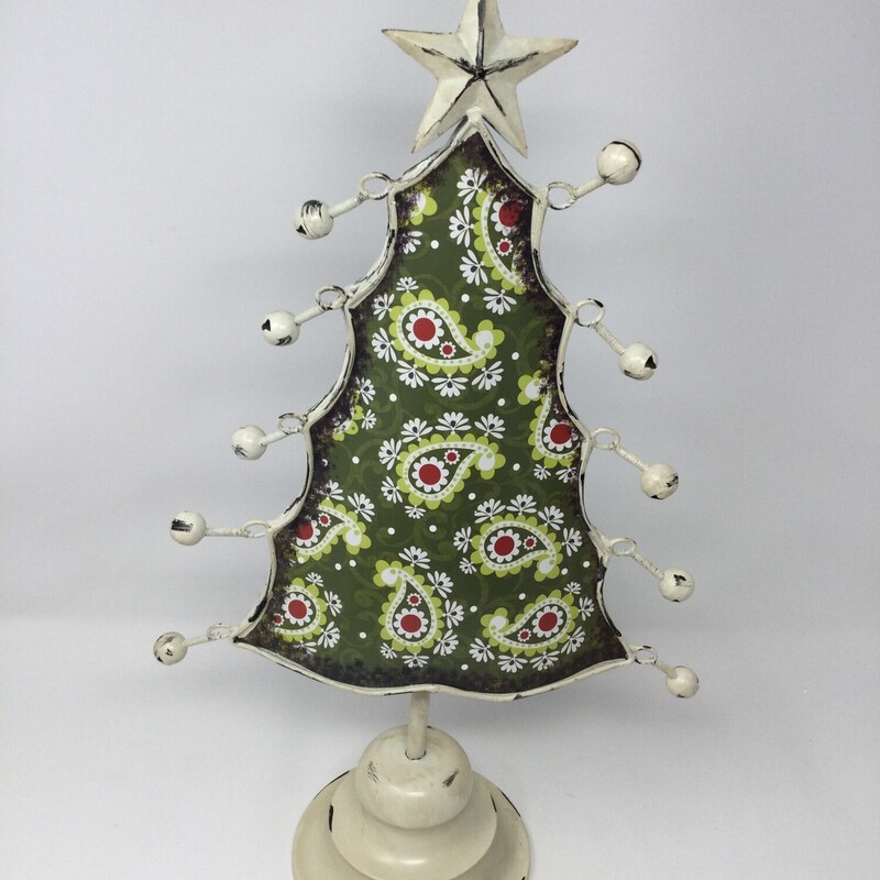 Jingle Bell Christmas Tree,
Cream/Green/Red,
Size: 18.75 X 11In