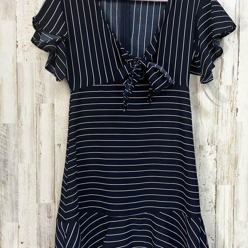 M Navy Striped Tie Dress, Navy, Size: Ladies M