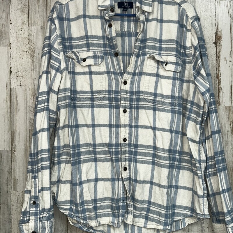 XL Blue/White Plaid Flann, Blue, Size: Ladies XL