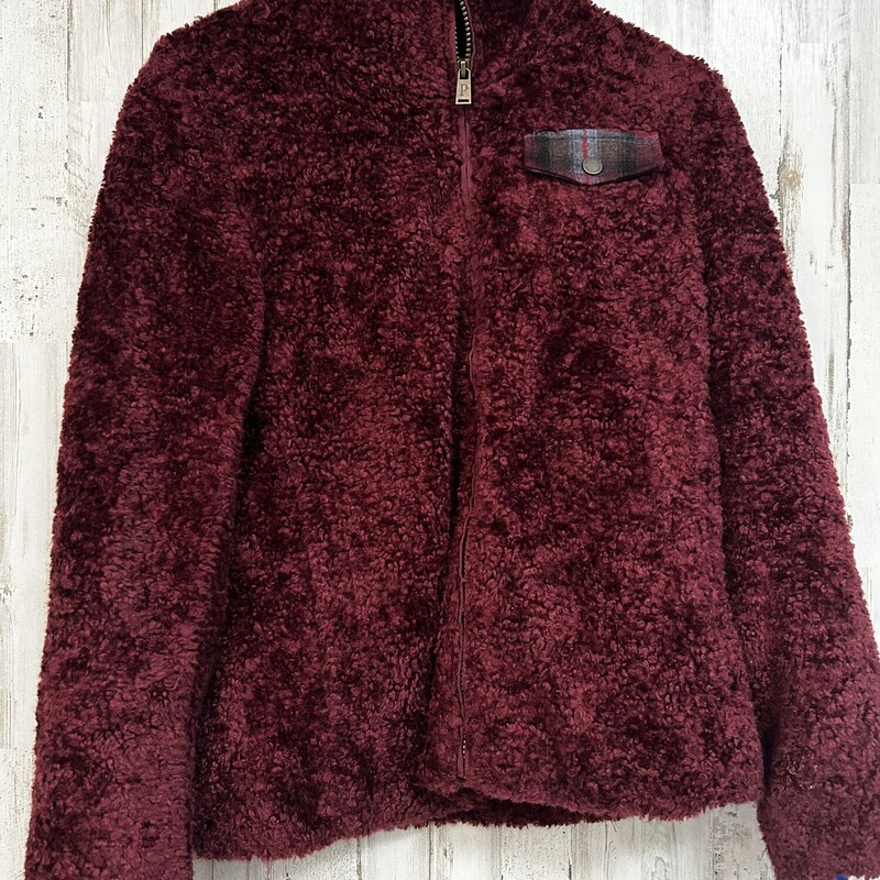 S Red Fuzzy Zip Jacket