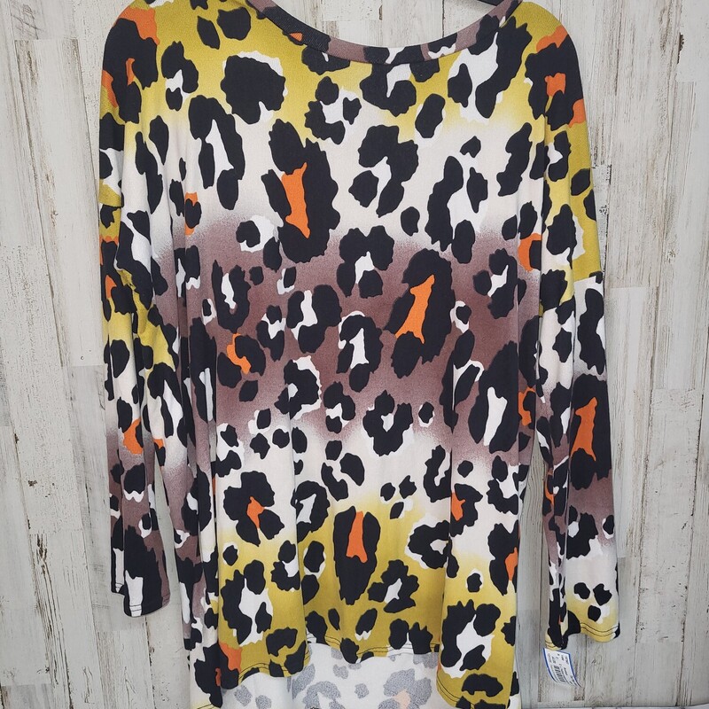 L Yellow Leopard Knit Top, Yellow, Size: Ladies L