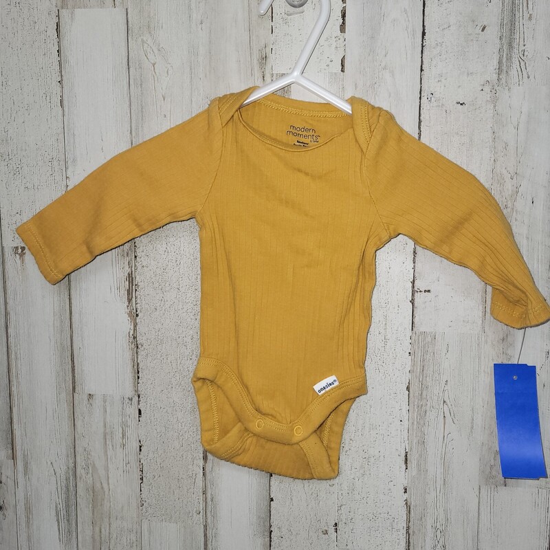 NB Yellow Ribbed Onesie, Yellow, Size: Boy 0-9m