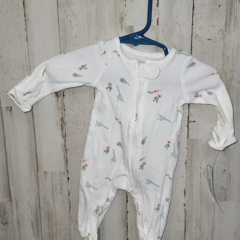 Preemie Veggie Print Slee, White, Size: Boy 0-9m